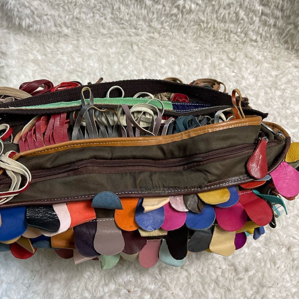 Patchwork & Fringe Multicolor Leather Slouch larg… - image 10